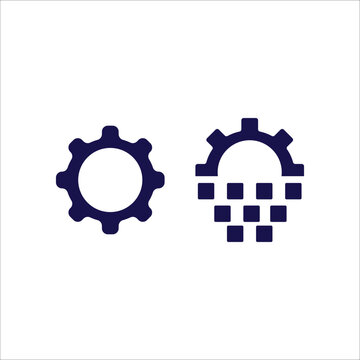 gear icon transforming in to grid blocks technology concept vector