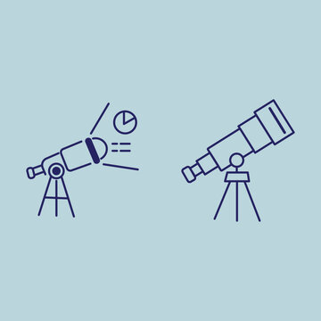 telescope line icon set. astronomy vector icon design