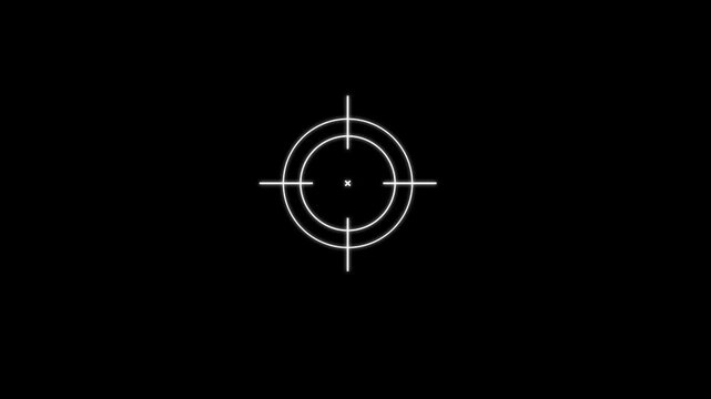 Military training , Military target icon animation .Crosshair, gun aim, sniper target, bullseye, hunting, target audience. Scanning moving target shape with alpha channel, Target, Aim, Goal icons. 4k
