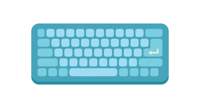 Blue keyboard with a backspace key and arrow flat vector illustration on white
