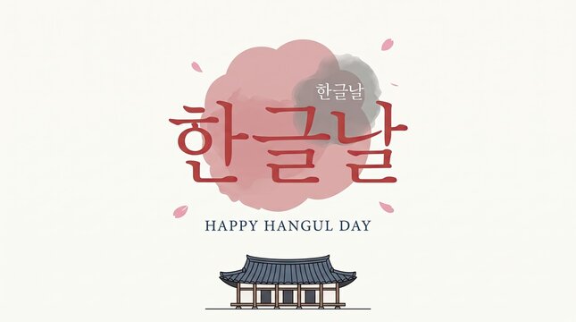 Prompt give me unicuq happy hangul day vector illustration isolated on white background