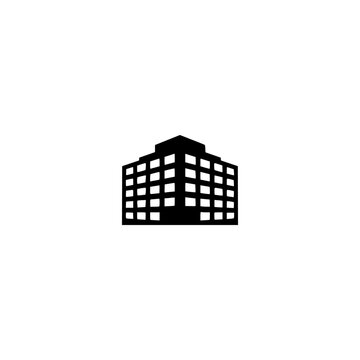 Condo icon. Solid black glyph of a condo for real estate and property.