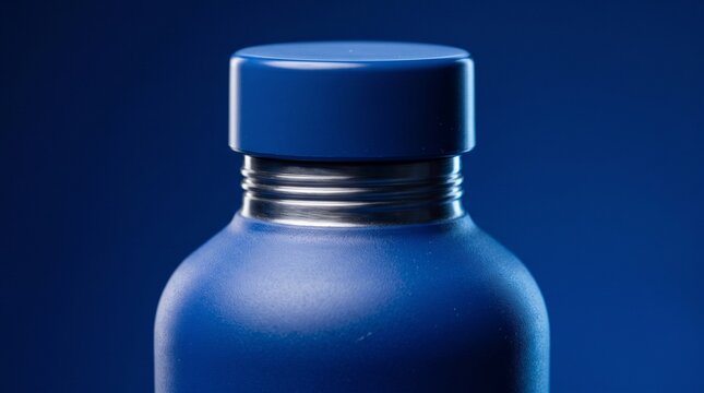 Cobalt bottle cap detail in dramatic blue light