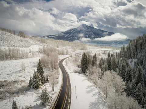 The Road to Crested Butte Mountain After a Spring Snow Storm