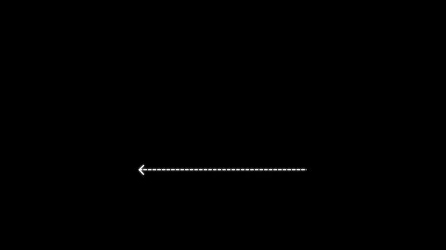 Dashed Arrow Line Pointer Animation, Direction Indicator, Navigation Guide, Motion Path, Progress Flow on background. Left arrow direction icon with dashed arrow motion. 4k video