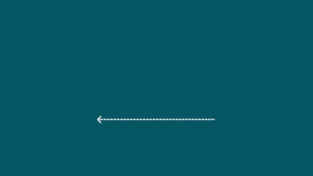 Dashed Arrow Line Pointer Animation, Direction Indicator, Navigation Guide, Motion Path, Progress Flow on background. Left arrow direction icon with dashed arrow motion. 4k video