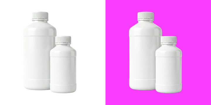 Three plastic bottles with caps transparent png