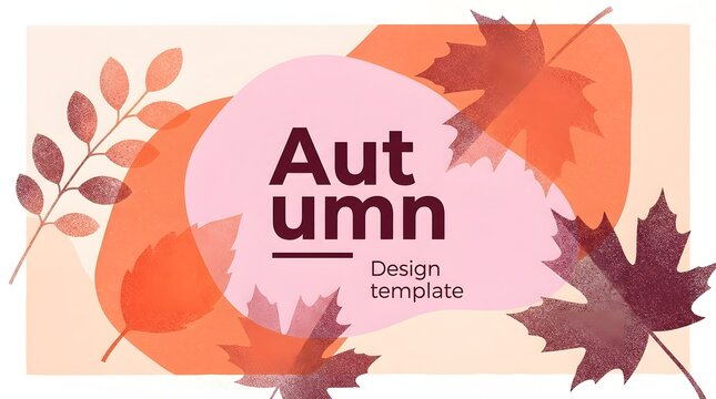 Fall season horizontal background with bright abstract autumn leaves. Autumn modern art minimalist style design template for sales, horizontal poster, header, cover, social media, fashion ads, decor.