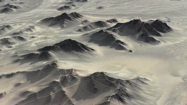Barren Snow-Dusted Desert Hills at Lenghu, Mangya, Qinghai