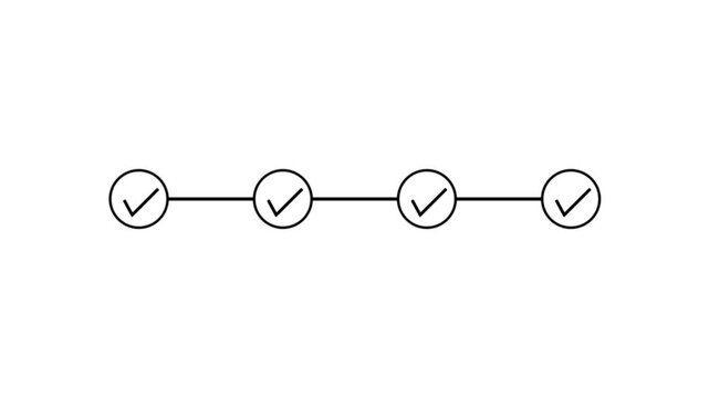 Clean line art system success status timeline with circles and tick marks