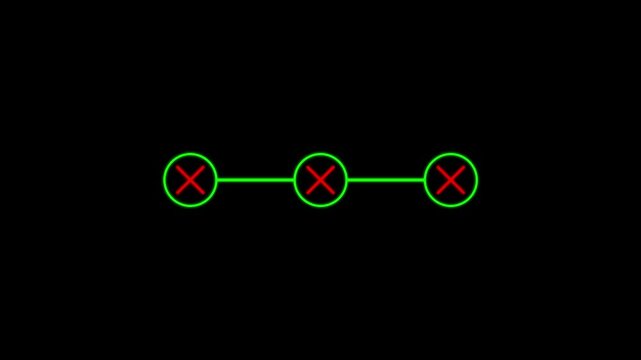 Futuristic technology network connection error interface with red cross icons