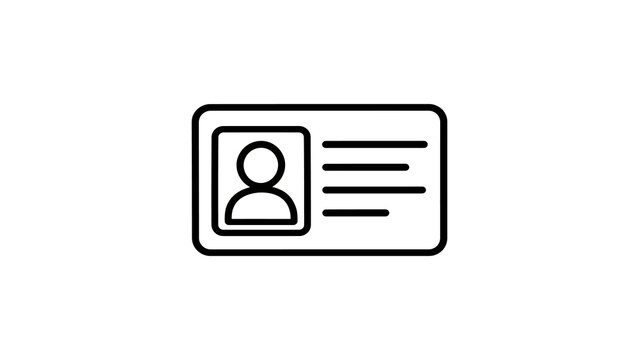 Identification card icon with human silhouette and personal profile.