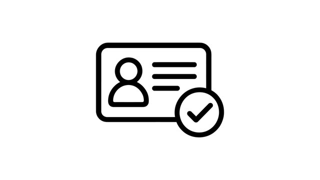 Identification card with person and check mark for verification symbol.