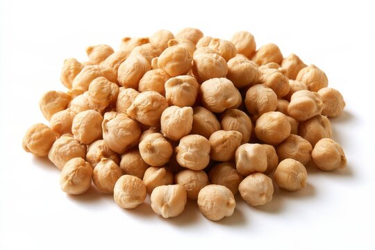 Heap of dry organic chickpeas isolated on white background