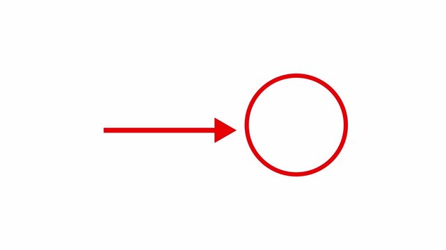 Red circle spotted with arrow highlight on transparent background, animated red circle stroke with arrow to mark content 4k video motion graphic animation