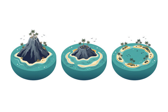 Three stages of reef growth on a sinking seamount to an atoll