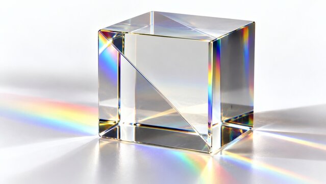 Ultra-Clear Optical Glass Beam Splitter Cube Refracting Light on White