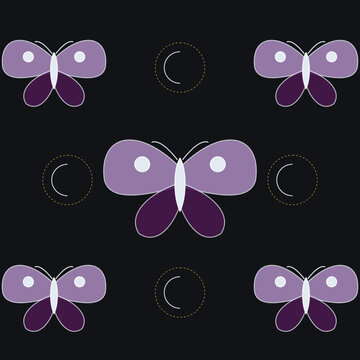 Ilustraci&oacute;n vectorial decorativa de mariposas moradas con dise&ntilde;o sim&eacute;trico ornamental