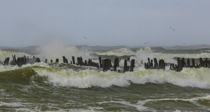 Heavy storm at the beach in Lithuania