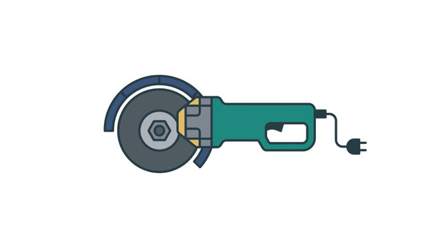 Flat vector illustration of a handheld electric angle grinder