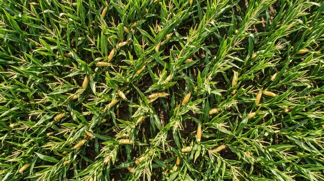 Lush green grass texture background top down, vibrant natural lawn field pattern, dense organic turf foliage for landscape design