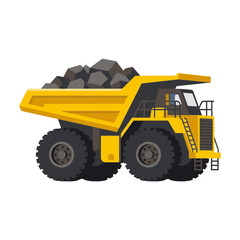 Fototapeta premium Heavy Duty Yellow Dump Truck Isolated on White Background