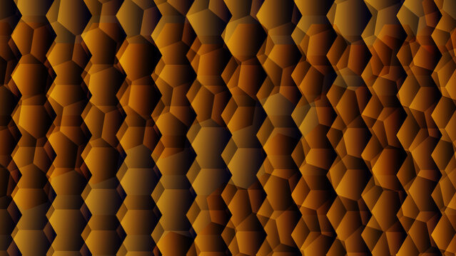 New Abstract geometric pattern of overlapping amber hexagons