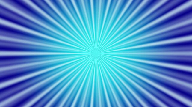 Abstract Blue and Cyan Sunburst Motion Background with Radiating Light Rays