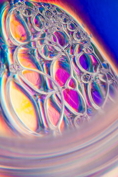Colorful macro view of transparent cellular structure