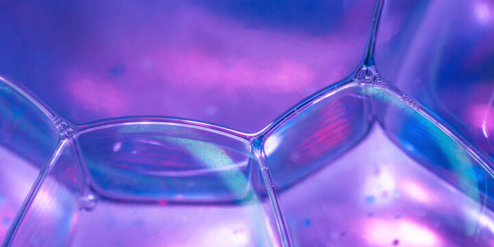 Macro view of iridescent soap bubble film structure
