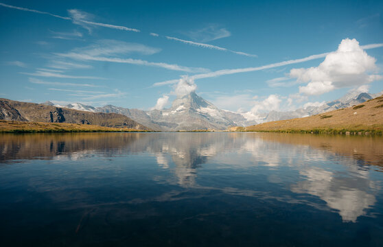Matterhorn reflection at Five Lakes near Zermatt, Switzerland