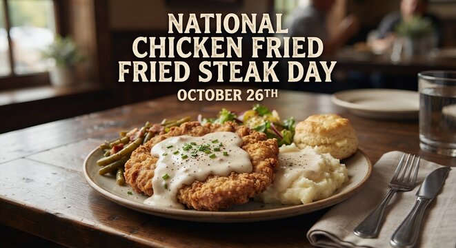 National Chicken Fried Steak Day on October 26th with Country Fried Steak Meal
