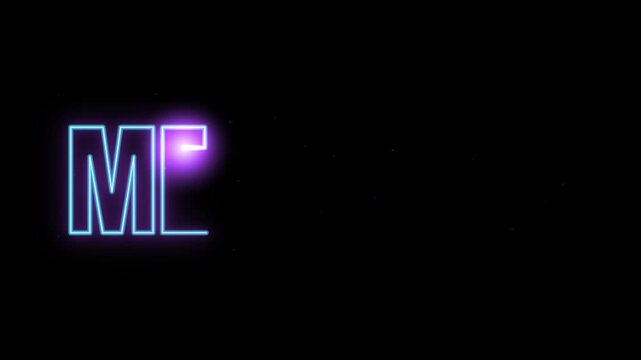 Neon blue and purple mega sale text drawing on black background with glowing light effect animation