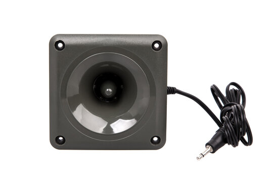 Electronic caller speaker on white background