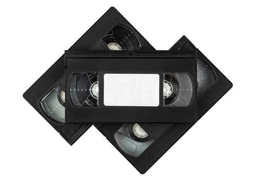 Retro videotapes isolated on white background