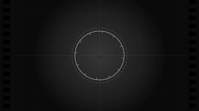 Vintage film countdown background with empty circular leader frame