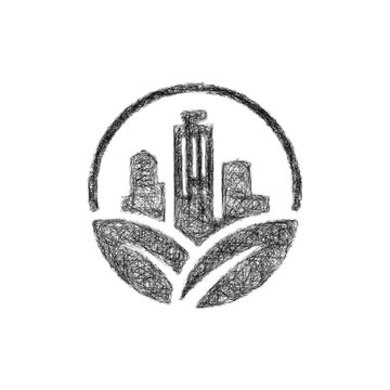 Black and white sketch smart city company logo design