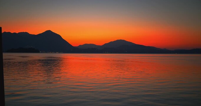 Fantastic sunrise on lake Maggiore in Italy