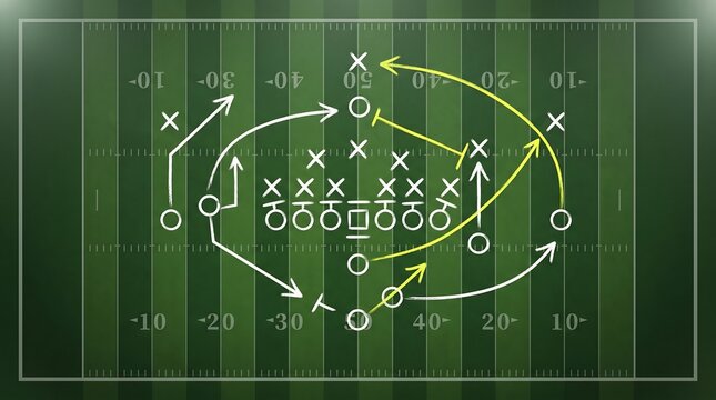 American football play on a chalk board background strategy and tactics strategy concept