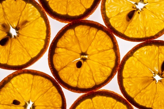 Backlit dried orange slices for mixology and decor