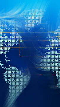 International Payment Connections on Vertical World Map