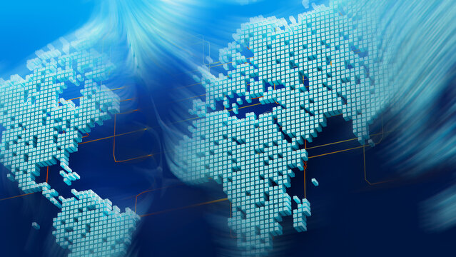 Global Payment Technology Across a Digital World Map