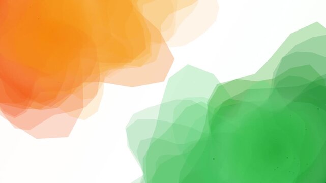 Vibrant abstract watercolor texture in saffron orange and lush green flowing organically across wh