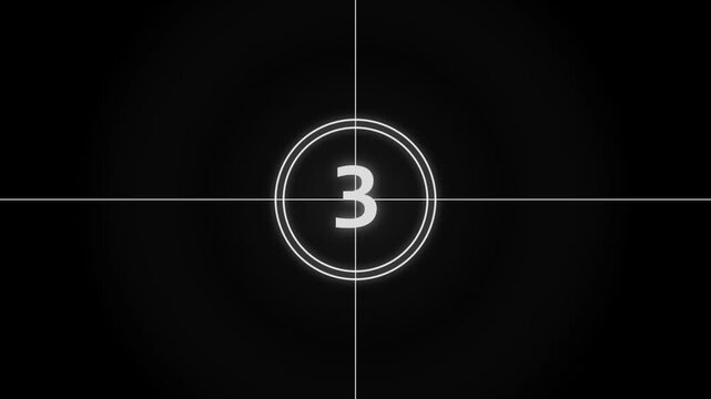 Minimal black countdown timer with glowing rings and crosshair