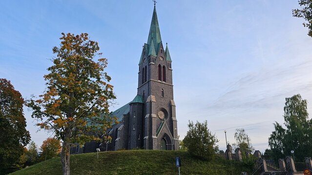 Sweden. Bosholm Church, located in the Swedish municipality of Bosholm. The building is constructed of slag bricks, a by-product of the local Bosholm metallurgical plant. 