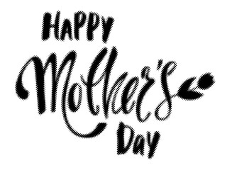 Happy Mothers Day hand written brush lettering with a halftone dotted texture effect for holiday celebration cards transparent background © AbstractZone