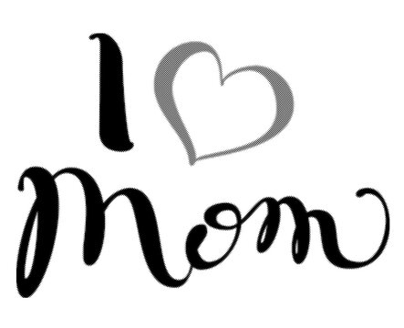 I love mom calligraphy lettering design with a heart icon illustration transparent background