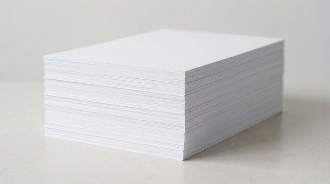 Stack of clean white paper sheets on a flat surface