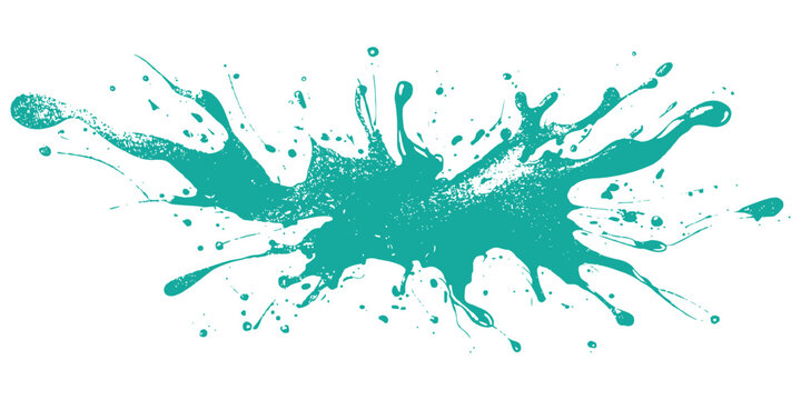 Vibrant teal paint splash and liquid splatter shape vector illustration background template for modern graphic design.