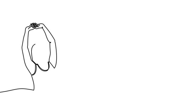 Line woman art continuous drawing breath girl free freedom illustration. Up art woman line silhouette student morning yoga relaxation arm graphic creative outline exercise arms peace person book.